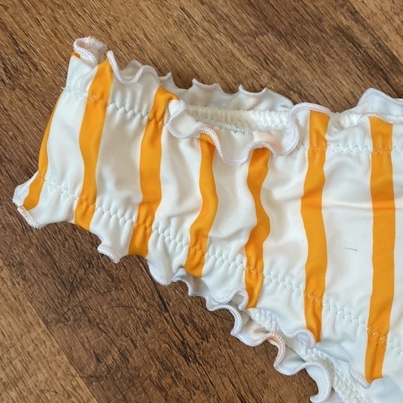NWOT tangerine and white striped bikini bottom with feminine ruffles. Large - Picture 3 of 5